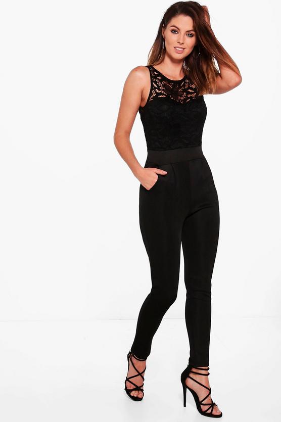 Lucy Lace Top Skinny Leg Jumpsuit